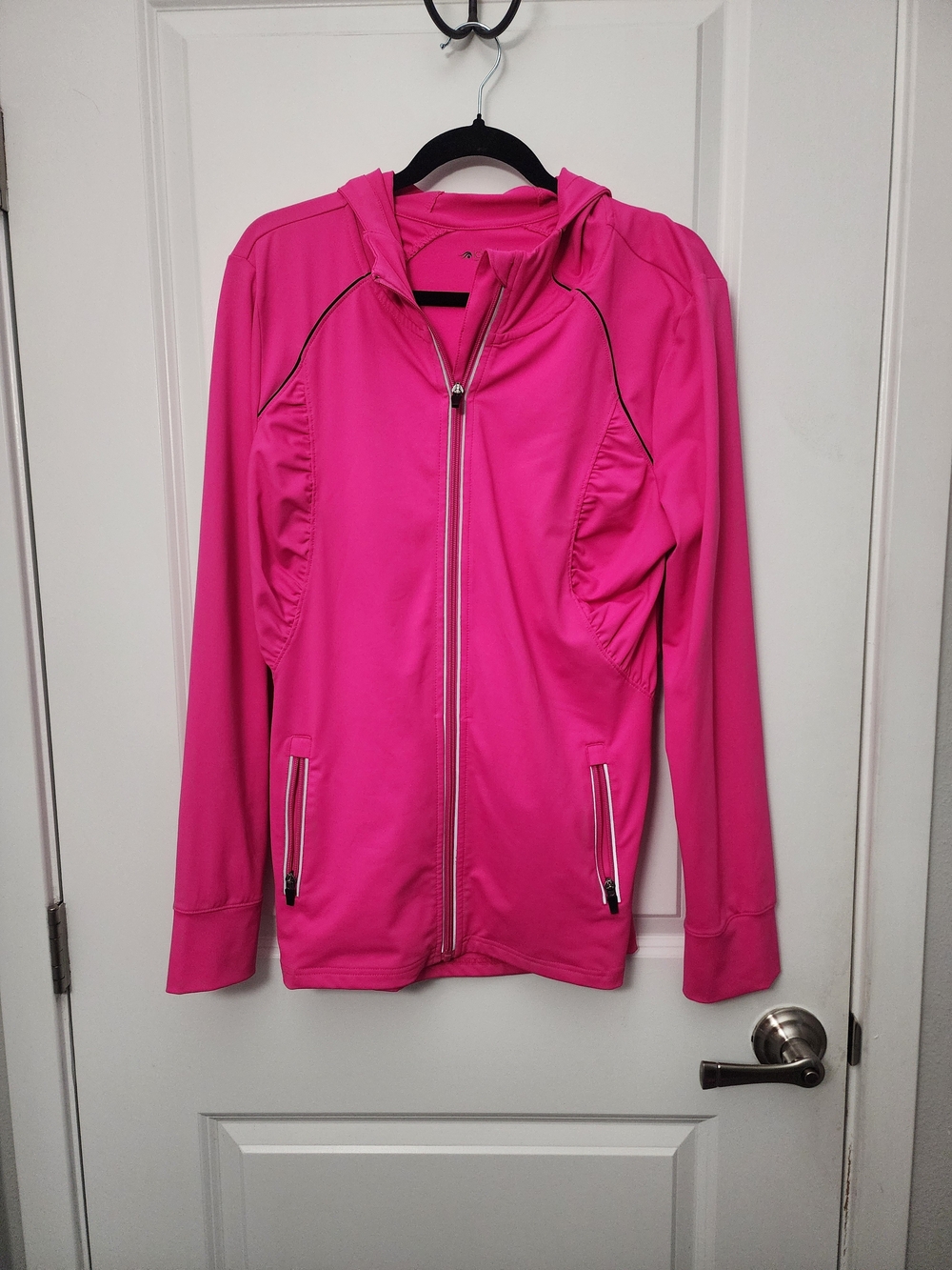 5/$30 Ideology Hot Pink Zip-Up Hooded Utility Jacket